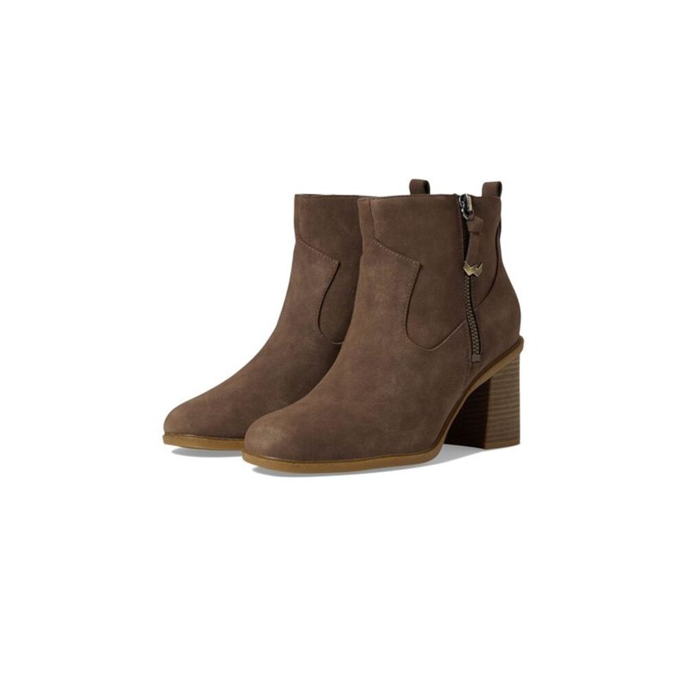 DR SCHOLLS Womens Brown Pull Tab Goring Rodeo Square Toe Block Heel Booties 10 M